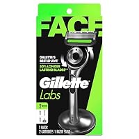 Gillette Labs Mens Razor with Exfoliating Bar, Shaving Kit for Men, Includes 1 Handle, 2 Razor Blade Refills, 1 Premium Magnetic Stand
