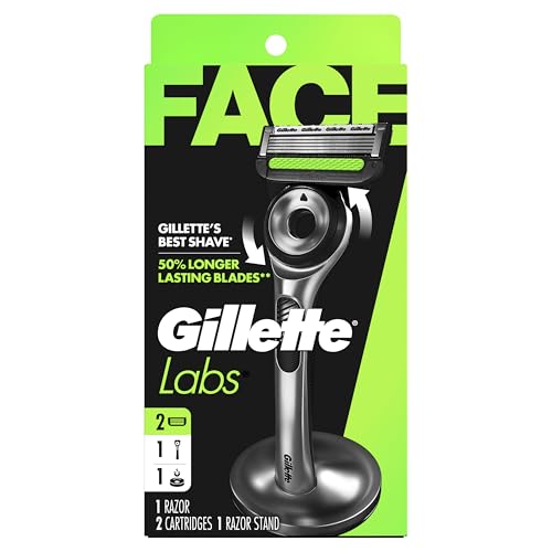 Gillette Labs Mens Razor, Shaving Kit for Men, Includes 1 Handle, 2 Razor Blade Refills, 1 Premium Magnetic Stand
