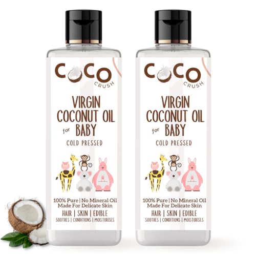 Image of Coco Crush Virgin Coconut Oil for Baby Hair & Skin Massage | Cold Pressed & 100% Natural | Prevents Diaper Rash, Certified Organic (400ML(2 * 200ML))
