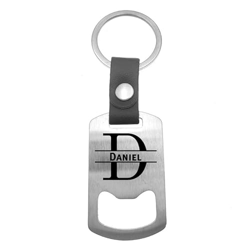 Llavero de lujo de acero inoxidable – Cuero – Daniel – plata,, plateado, Talla única