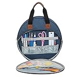 Joyhoor Embroidery Project Bag Embroidery Kits Supplies Storage Tote Bag, Portable Craft Carry Case for Embroidery Sewing Kits and Cross Stitch Kits Tools storage bag(Bag Only)-Blue 13.8×13.8×5.1inch