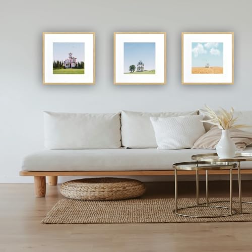 Atryinous Bilderrahmen 25x25 Holz Rahmen mit Acrylglas Mit Passepartouts for 15x15cm Fotos zum senkrechten oder Aufhängen… – Ansicht 6