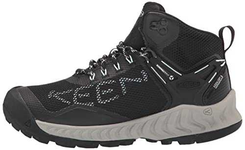 KEEN Nxis Evo feminina altura média impermeável embalagem rápida, Vidro preto/azul, 34