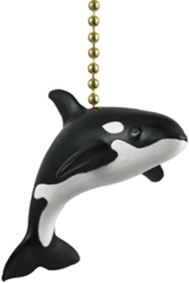 Clementine Design Orca Killer Whale Ceiling Fan Pull Chain Light Coastal Nautical Beach Ocean Sea Life Decorative Extension