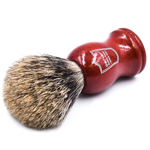 Parker Safety Razor Premium Handmade "LONG LOFT" Brosse de rasage à 3 bandes en poils de blaireau pur avec manche en palissandre et support de brosse inclus