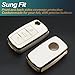 FEYOUN Key Fob Cover Compatible with VW Volkswagen Atlas Golf GTI Jetta Passat Tiguan Touareg Beetle Flip 3 Buttons TPU Remote Keyless Key Fob Case Protection Shell Accessories, White