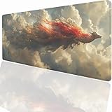 Abstrakt Drachen Mauspad XXL 1000x500x3mm, Groß Gaming Mauspad Design Vernähte Kanten, Wetterfest Anti Rutsch Mousepad PC Laptop verbessert Präzision und Geschwindigkeit für Home Office LMDT3473