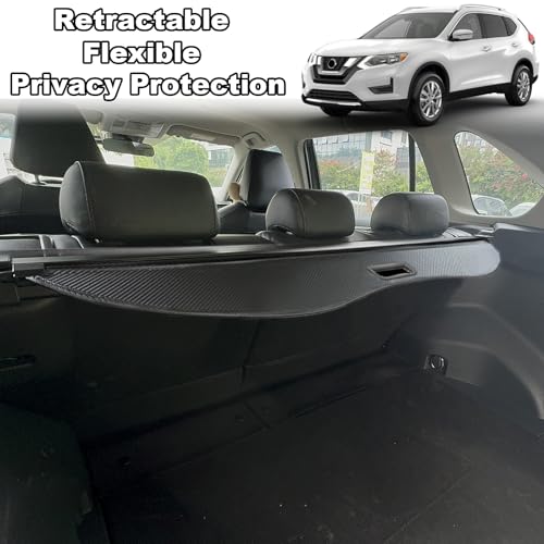 Image of Cargo Cover for 2014-2020 Nissan Rogue Accessories S SV SL Platinum,Carbon Fiber Texture Retractable Trunk Cover Privacy Security Screen Luggage Shield Shade(Not for Sport /Select)