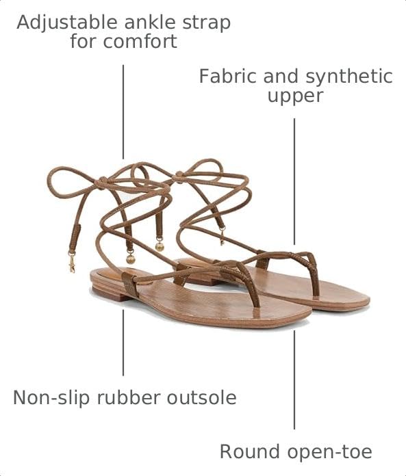 Image of Rope Flat Sandals for Women Strappy Open Toe Thong Sandals Summer Slingback Slip On Slide Sandals with Adjustable Strap