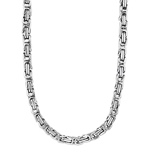 Chaîne byzantine de 6 mm robuste, gourmette homme König Design 23 cm en argent massif