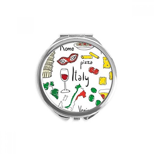 Miroir de poche à la main Italie Tour de Pise aux finitions soignées multicolore