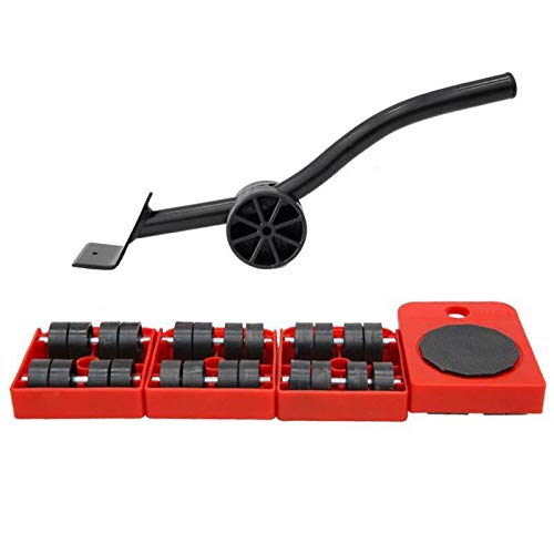 Upgraded Furniture Lifter Tool kit, Heavy-Duty Transportation with 5 Mobile Slide Rails, Perfect for Home bar Sofa Refrigerator (red)