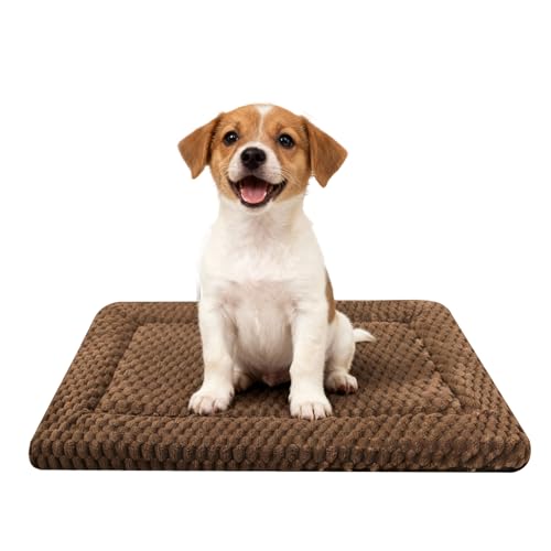 Dog Bed Mat,Reversible & Ultra Soft Kennel Pad-Machine Washable Pet Bed for Dogs & Cats-All-Weather Crate Liner for Crates,Carriers & Travel (Dark Brown, 24" L x 18" W x 1.5" Th)