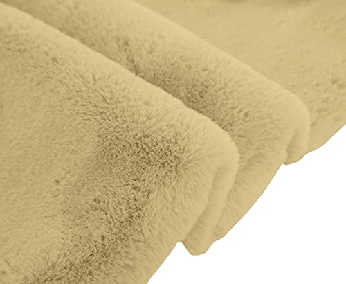 Image of Luxe Home Rabbit Fur Soild Bath Mat Super Soft, Anti-Slip, Washable, Rectangle, for Bathroom Door Mate, Bedroom Door Mats (Gold, 45x75 cm)