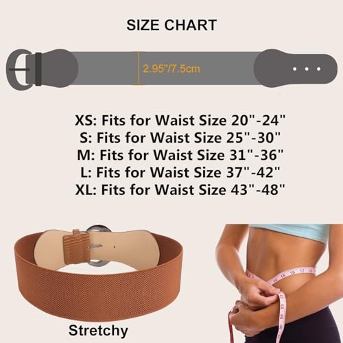 Image of WHIPPY 3 Pack 4 Pack Women Wide Elastic Waist Belt Vintage Stretchy Belt Waistband for Ladies Dresses