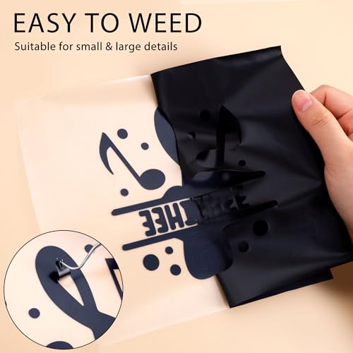 Image of HTVVETUR Black HTV Iron on Vinyl 12Inch by 35ft Heat Transfer Vinyl for T-Shirt HTV Rolls for All Cutter Machine - Easy to Cut & Weed (35ft, Black)