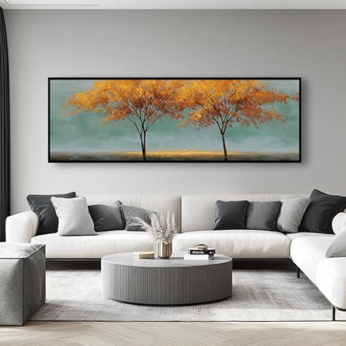 Tableau sur toile horizontal étroit arbre à argent 30x90 cm - 3