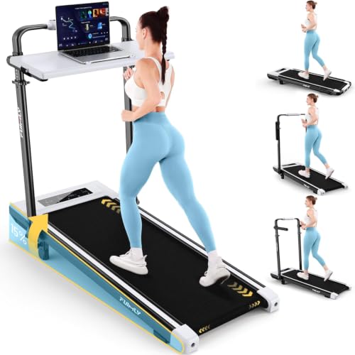 Image of FUNMILY Upgrade Walking Pad Folding Treadmill with 12% /15% Incline & Handle Bar, 3.5HP Foldable Under Desk Compact Treadmills for Home /Office /Gym, 400+lb Capacity, Shock Absorption