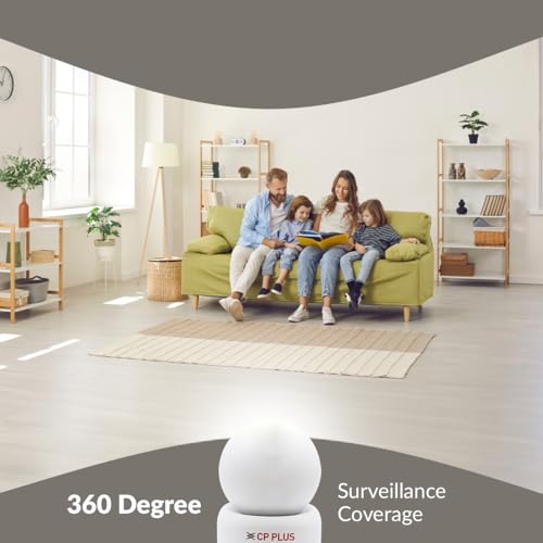 CP PLUS 2MP Full HD Smart Wi-fi CCTV Home Security Camera | 360° with Pan Tilt | 2Way Talk | Cloud Monitor | Motion Detect | Night Vision | Supports SD Card (Upto 128 GB), Alexa & Ok Google | CP-E21A 4 41FThOcj14L