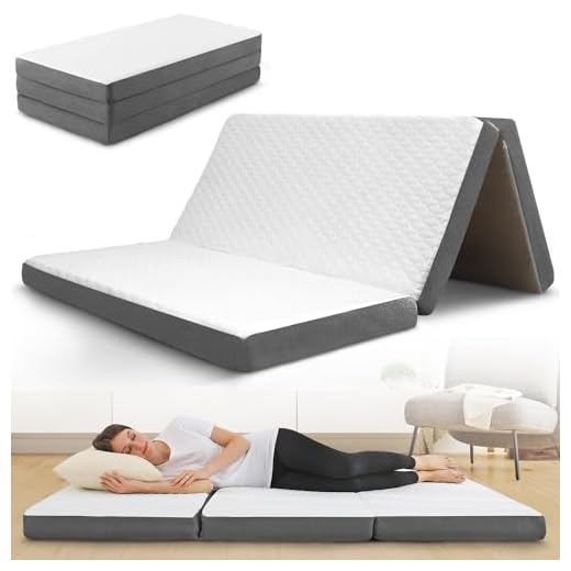 Tri Folding Mattress with Memory Foam Layer - Trifold Foldable Bed Mattress with Washable Cover | Non-Slip Bottom Camping Floor Mattress Perfect Guest Bed, Full 75" x 54" x 4"