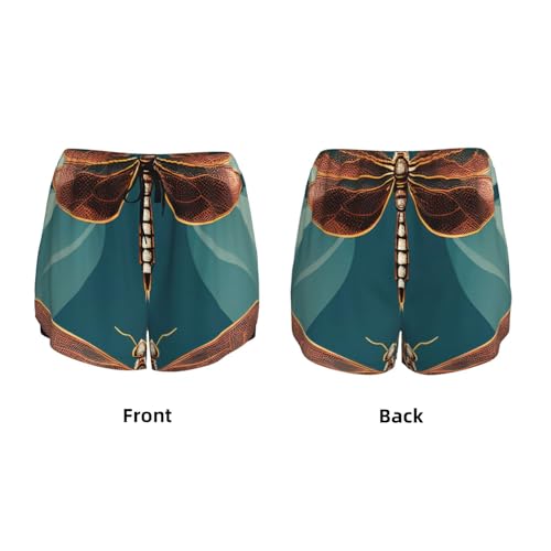 Short de sport femme libellule et lotus imprimé fluide et léger - 7