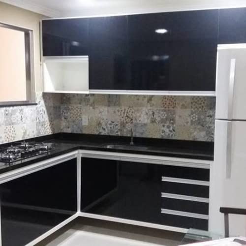 Vinil Adesivo Preto Brilho Envelopamento Decoração Móveis 3m x50cm
