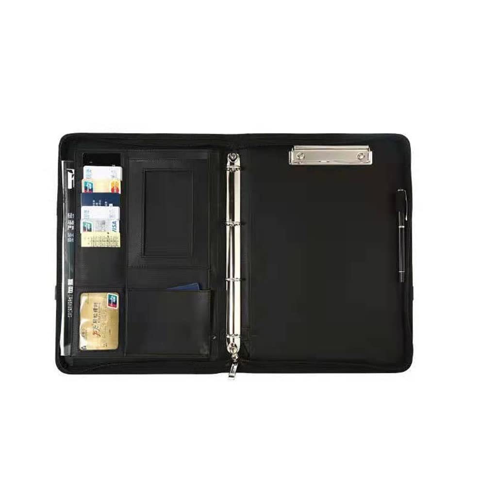 Cartella Portadocumenti Formato A4 Cartella Portadocumenti Aziendale A4 con Cerniera Portadocumenti Professionale per conferenze Custodia Organizer Raccoglitore ad Anelli Blocco Note
