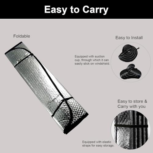 Image of Pivalo Car Windshield Sunshade Cover Foldable Reflective Aluminium Foil Sun Blocker UV Rays Protection Universal Sun Visor Front Window Protector Shield Heat Insulation for Car, SUV, Van (Silver)