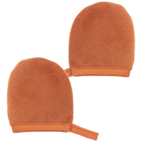 OSALADI Guantes de Felpa Autobronceadores para Aplicar Loción y Aceite Bronceador 2 Piezas Color Marrón Herramienta para Masaje Corporal y Aplicación Rápida de Crema Solar Ideales