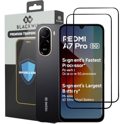Image of Blackwik Premium Tempered Glass Screen Protector for REDMI A7 Pro 5Gwith Edge-To-Edge Protector Coverage | Easy Installation Kit (Black) (Pack Of 2)