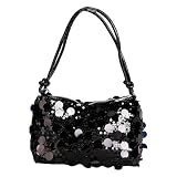 Wekuw Bolso Mujer Fiesta Mujer Bolsos de Fiesta con Purpurina Fina Bolso Fiesta Boda Bolsos de Noche con Lentejuelas Mujers para Ceremonias, Bodas, Evento, Cita, Fiesta Cócteles (Negro)