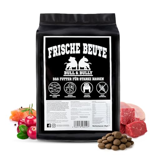 BULL & BULLY – Frische Beute 10kg Hundefutter Trocken mit Lachs, Rind & Geflügel – Hochwertiges Dog Food & Trockenfutter für Hunde mit hohem Fleischanteil – Leicht verdauliches Futter für aktive Hunde