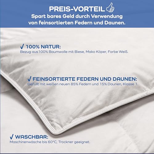 Böhmerwald Bettdecke Linea – Medium Größe 155×220 cm, Allergikerfreundlich