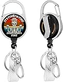 It's Fine I'm Fine Everything's Fine Funny Badge Reel Holder Retractable Heavy Duty with 360° Swivel Carabiner Belt Clip, Nurse Nursing Teacher Retractable Keychain ID Clip ID Holder Name Badge Clip