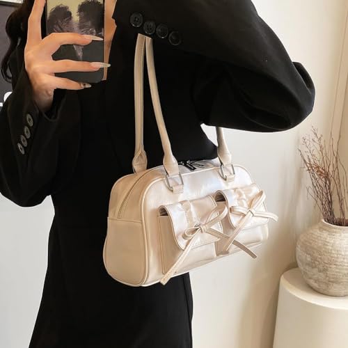 Bolso tote coquette con moño, estilo kawaii y estética cute, de cuero sintético, para mujer miniatura 2