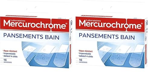 Mercurochrome - Mercurochrome Pansements bain aqua-résistant - La boîte de 16 (Lot de 2) - -28%