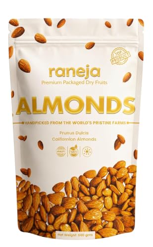Image of Raneja Pure California Almonds /Badam Whole 250g, 100% Natural Real Nuts & Dry Fruit Freshly Cleaned and Cleared, High in Fiber, Badam Giri, Rich in Protein, Magnesium, Phosphorus and Dietary Fibre