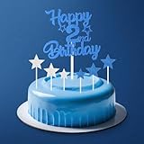 mciskin Royal Blue 65th Birthday Decorations for Men,Personalised Happy 65th Birthday Cupcake Toppers for Cake,Glitter Royal Blue Cake Toppers for Girls Boys Women Men Party Favor Supplies Decor - Image 4