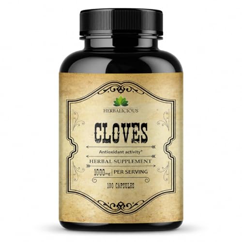Cloves Capsules - Natural Dietary Supplement - Rich in Vitamins Minerals Manganese Fiber - May Help Strengthen Bones Promote Digestive Function Antioxidant Support - 100 Caps