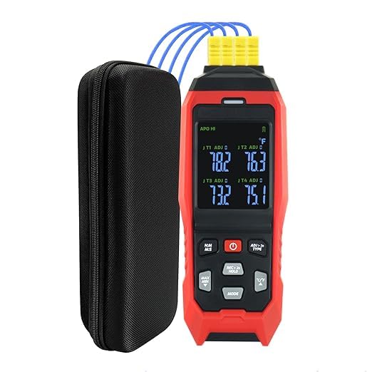 Skyking Thermocouple Thermometer Data Logger 4 Channels Digital K Type with 5000 Groups Programmable Temperature Recording -328~2501℉ Measuring Range, Audible & Visible Alarm ADJ Compensation-image-20