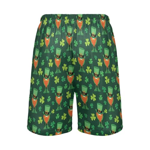 Men's Pajama Shorts Soft Comfy Casual Sleep Lounge St Patricks Day Shamrock Pj Bottom with Drawstring & Pockets3