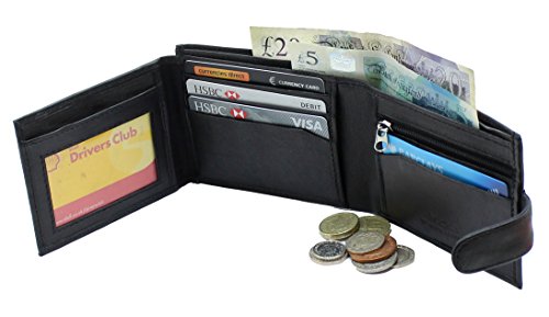 RAS Mens RFID Blocking Genuine Leather Trifold Wallet for Coins Cash and Id 94 Black - Image 4
