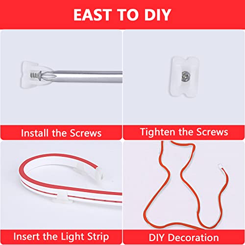 Image of Lamomo LED Neon Lights, 16.4ft Red LED Strip Light, 12V 0.39in /Cut Silicone Waterproof Neon Rope Light, DIY Neon Sign for Bedroom Indoor Outdoor Decoration(Power Adapter not Included)