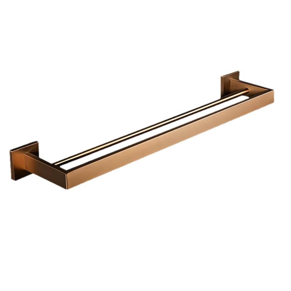 Porte-serviettes or rose brossé avec double barre de 60cm antirouille