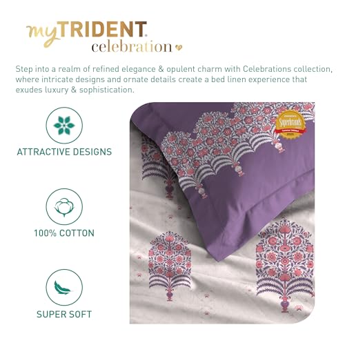 Image of MYTRIDENT Celebration Bedsheet Gifting Collection Double Size - Saanjh Purple