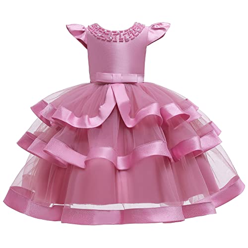 Robe de fête de mariage à fleurs de qualité premium pour fillette 4-5 ans