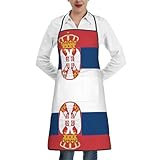 TYUMH Schürze mit serbischer Flagge, verstellbare Schürze mit Taschen für Küche, Restaurant, Supermarkt, geeignet für Männer und Frauen