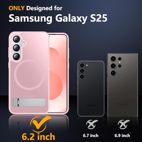 Image of SPIDERCASE Magnetic for Samsung Galaxy S25 Case, [3 Stand Ways][ Military Grade Drop Protection] with Invisible Stand Shockproof Slim Case for Samsung Galaxy S25 6.2 inch, Pink