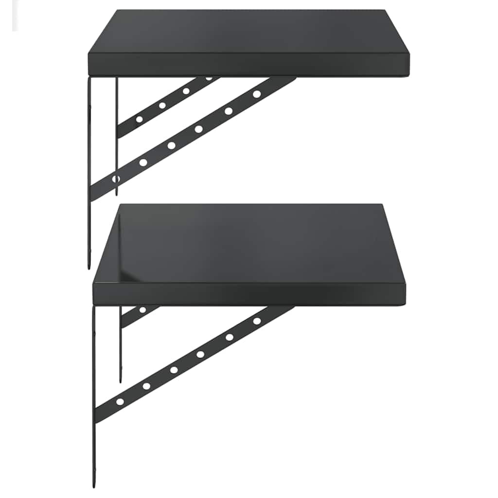Generisch Wandregale 2 STK. 50x40 cm Schwarz Edelstahl,Möbel,Regalsysteme,Wandregale-3214517