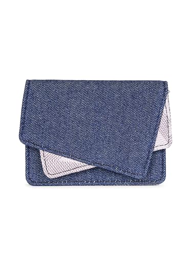 Image of ZOUK Tovi Mini Bag Wallet | Stylish Vegan Denim Crossbody Wallet for Women with Card Slots & Water-Resistant Lining | Handcrafted Small Sling Bag with Silver Chain Strap | Aravalli Abstract
